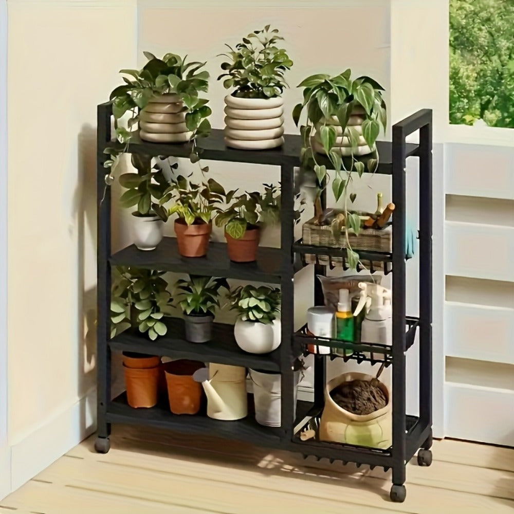 Rolling Metal Kitchen Storage Cart with Adjustable Height and Rolling Wheels detail image - detail view 6