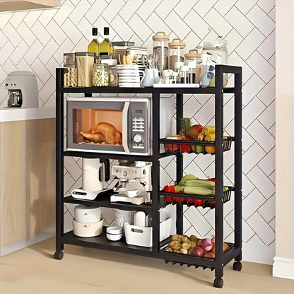 Rolling Metal Kitchen Storage Cart with Adjustable Height and Rolling Wheels detail image - detail view 7