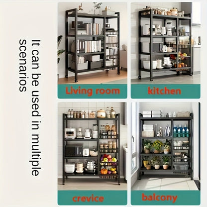 Rolling Metal Kitchen Storage Cart with Adjustable Height and Rolling Wheels detail image - detail view 8