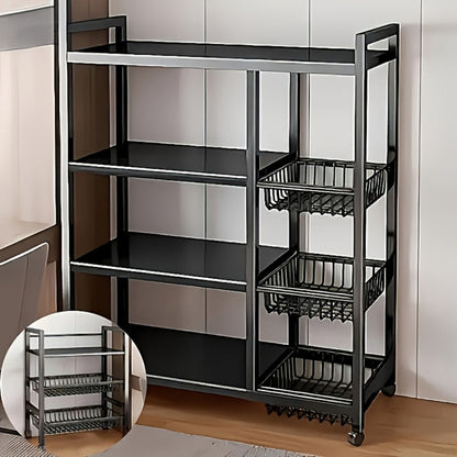 Rolling Metal Kitchen Storage Cart with Adjustable Height and Rolling Wheels detail image - detail view 9
