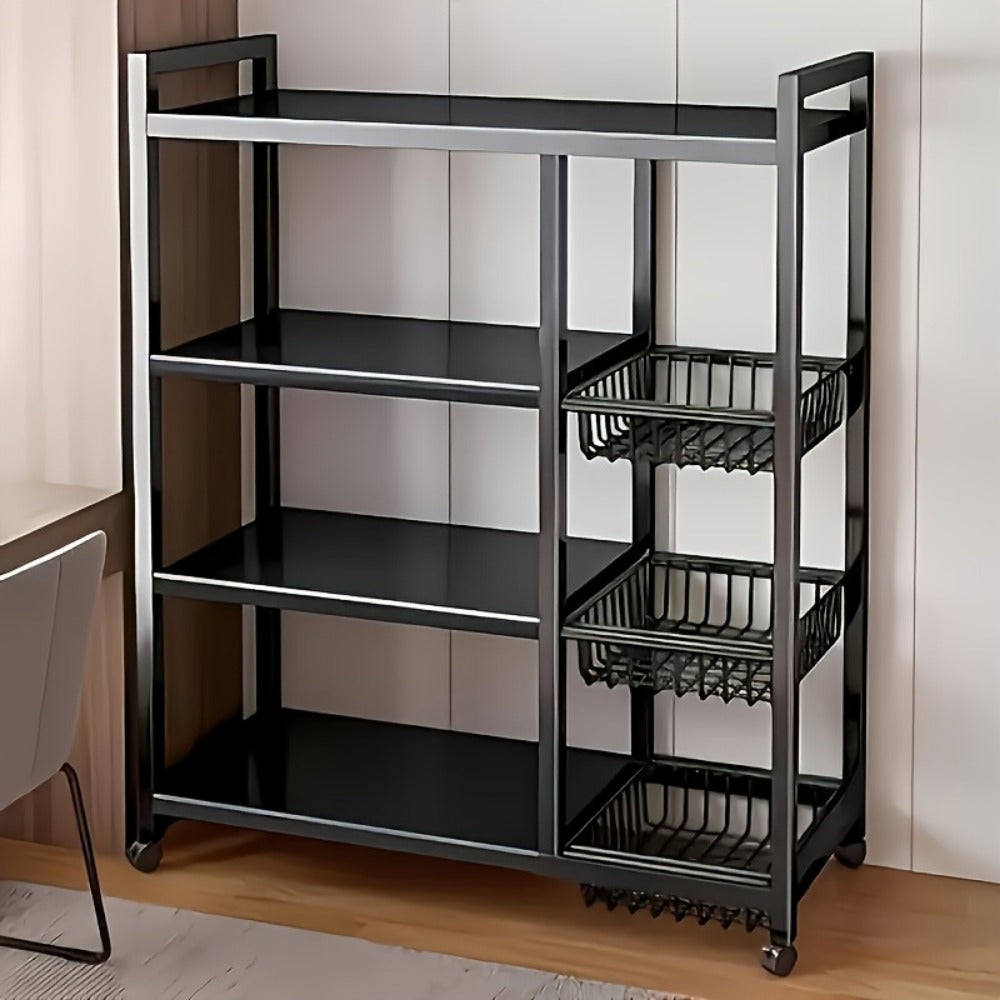 Kitchen Storage Cart, Rolling Metal Storage Rack with Wire Baskets, Adjustable Mobile on shown in the main product view