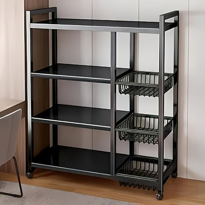 Kitchen Storage Cart, Rolling Metal Storage Rack with Wire Baskets, Adjustable Mobile on shown in the main product view