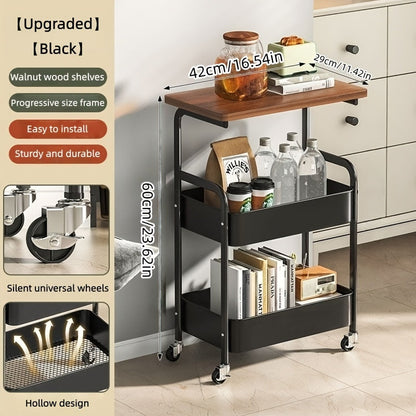 Kitchen Storage Cart shown in the Black, Upgraded enhanced version option