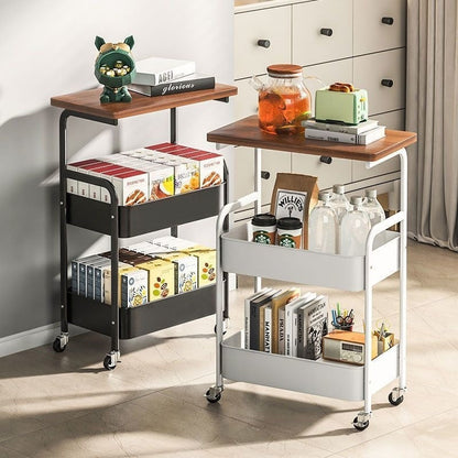 Rolling Metal Kitchen Storage Cart with Rolling Wheels for Organized Everyday Storage detail image - detail view 8