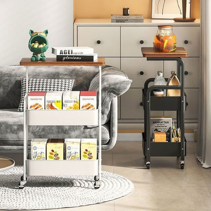 Rolling Metal Kitchen Storage Cart with Rolling Wheels for Organized Everyday Storage detail image - detail view 9