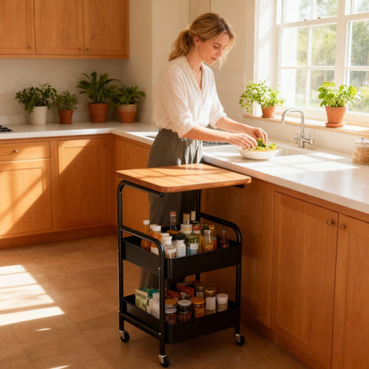 Kitchen Storage Cart, Rolling with Wheels Multi-Layer Metal Utility Trolley for Kitchen shown in the main product view