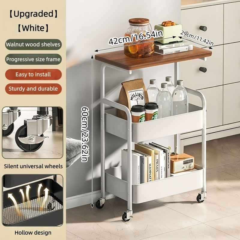Kitchen Storage Cart shown in the White, Upgraded enhanced version option
