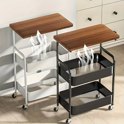 Rolling Metal Storage Cart with Rolling Wheels for Organized Everyday Storage in Bathroom detail image