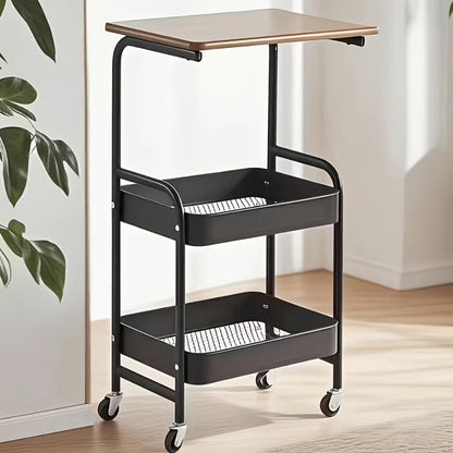 Rolling Metal Storage Cart with Rolling Wheels for Organized Everyday Storage in Bathroom detail image - detail view 5