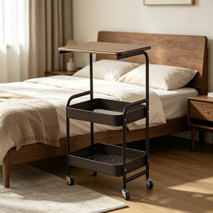 Rolling Metal Storage Cart with Rolling Wheels for Organized Everyday Storage in Bathroom detail image - detail view 6