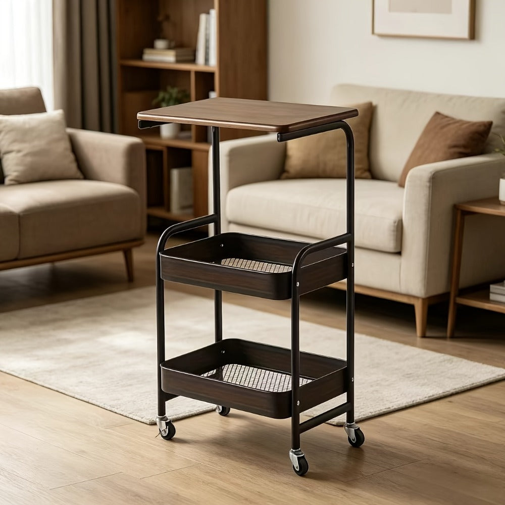 Rolling Metal Storage Cart with Rolling Wheels for Organized Everyday Storage in Bathroom detail image - detail view 7