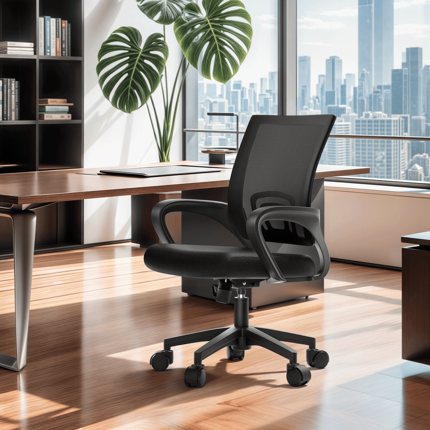 Rolling Office Chair with Armrests and Padded Seat for Home Office detail image - detail view 11