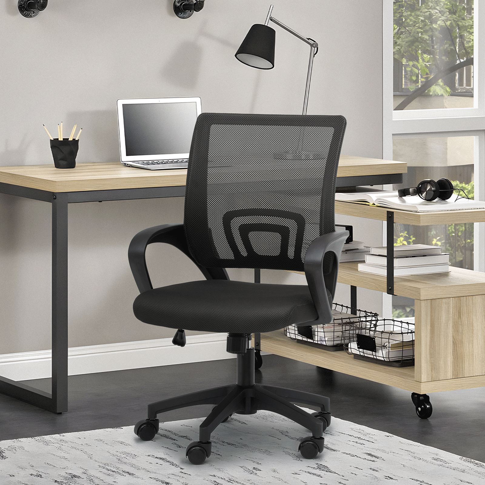 Rolling Office Chair with Armrests and Padded Seat for Home Office detail image - detail view 13