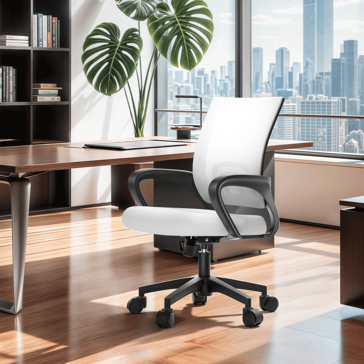 Rolling Office Chair with Armrests and Padded Seat for Home Office detail image