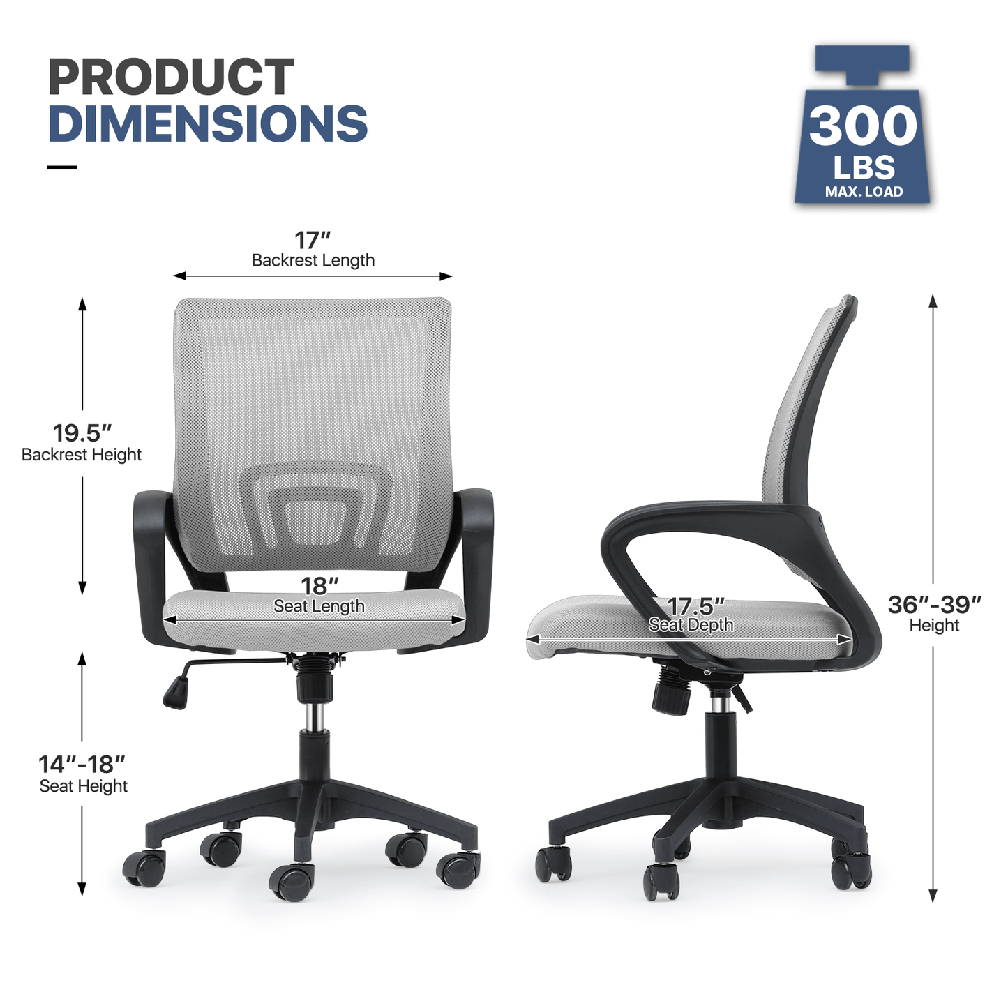 Rolling Office Chair with Armrests and Padded Seat for Home Office detail image - detail view 20