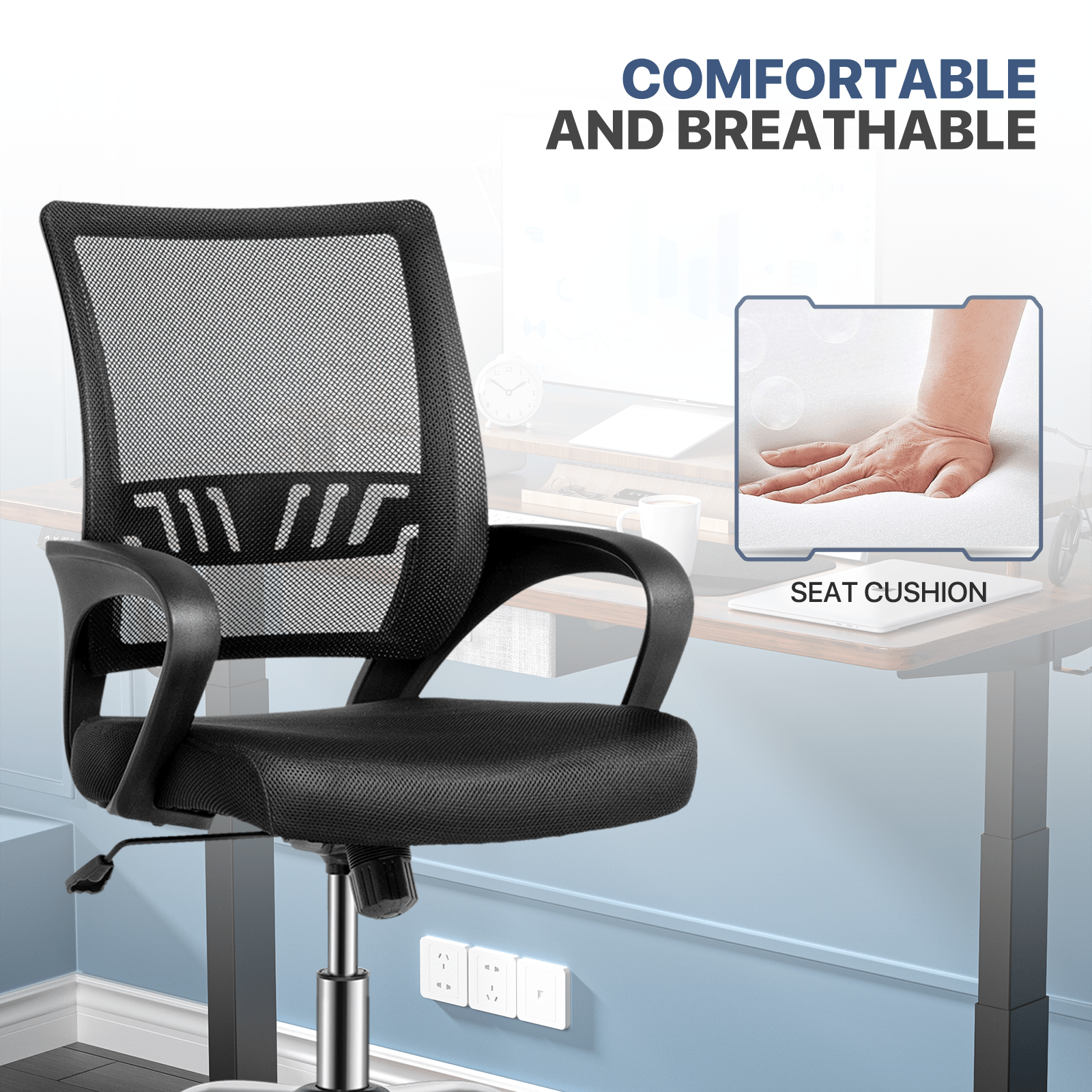 Rolling Office Chair with Armrests and Padded Seat for Home Office detail image - detail view 29