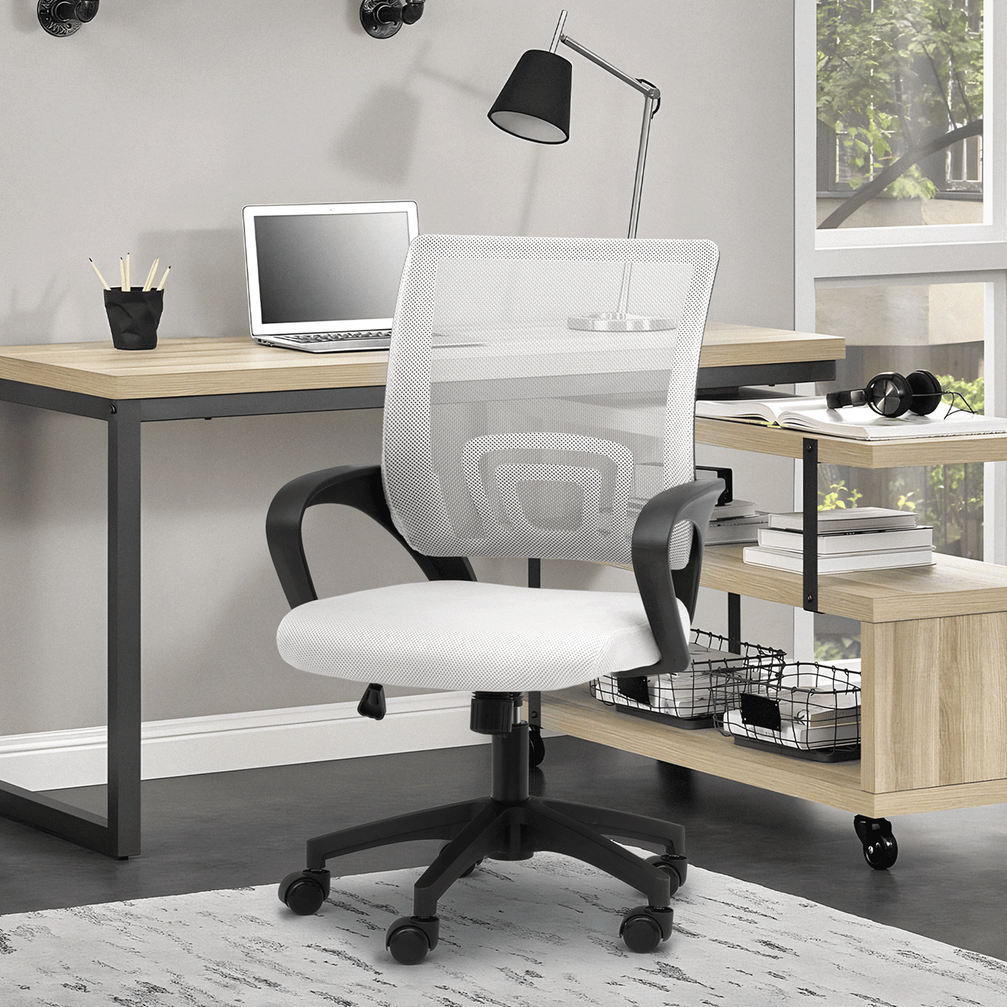 Rolling Office Chair with Armrests and Padded Seat for Home Office detail image - detail view 3