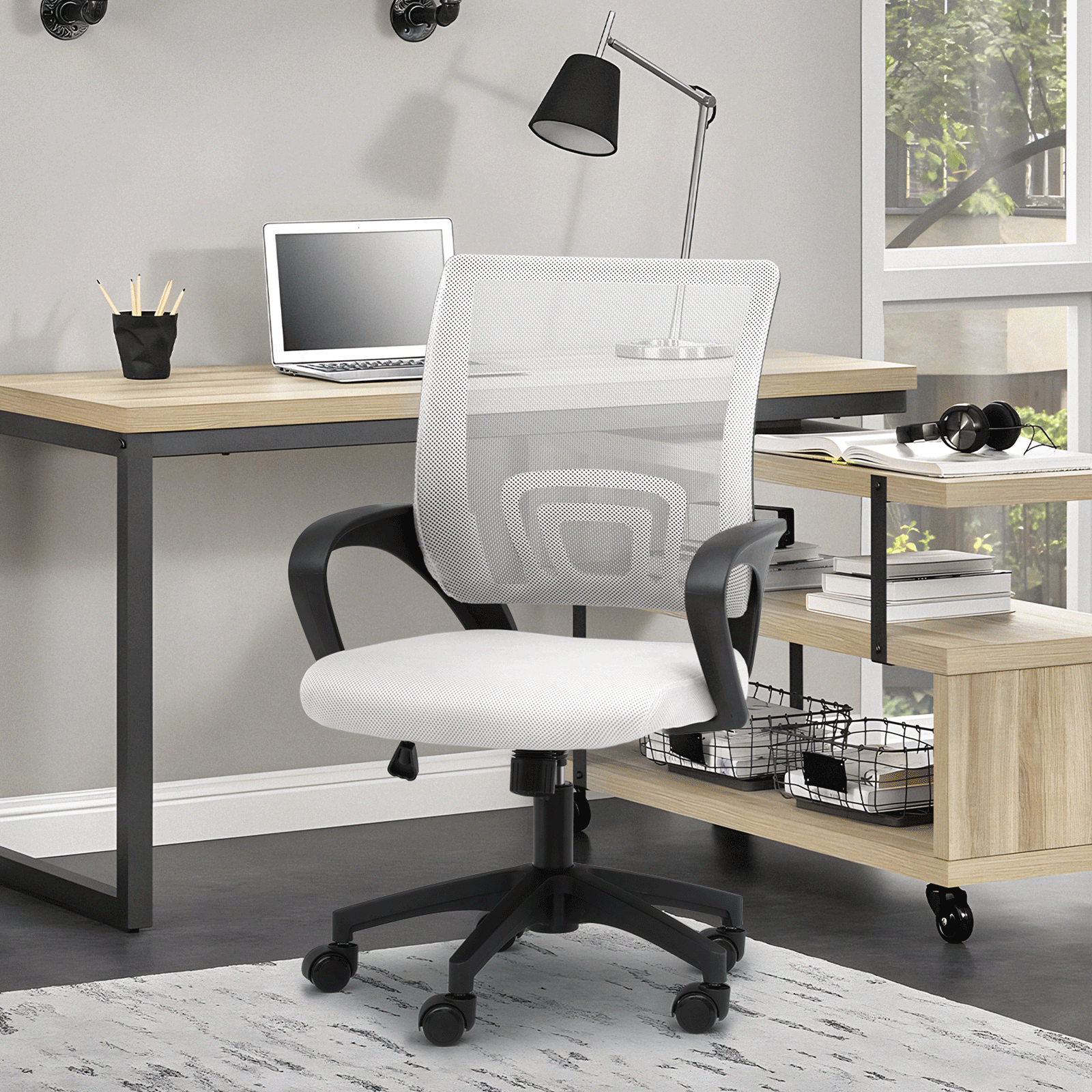 Rolling Office Chair with Armrests and Padded Seat for Home Office detail image - detail view 3