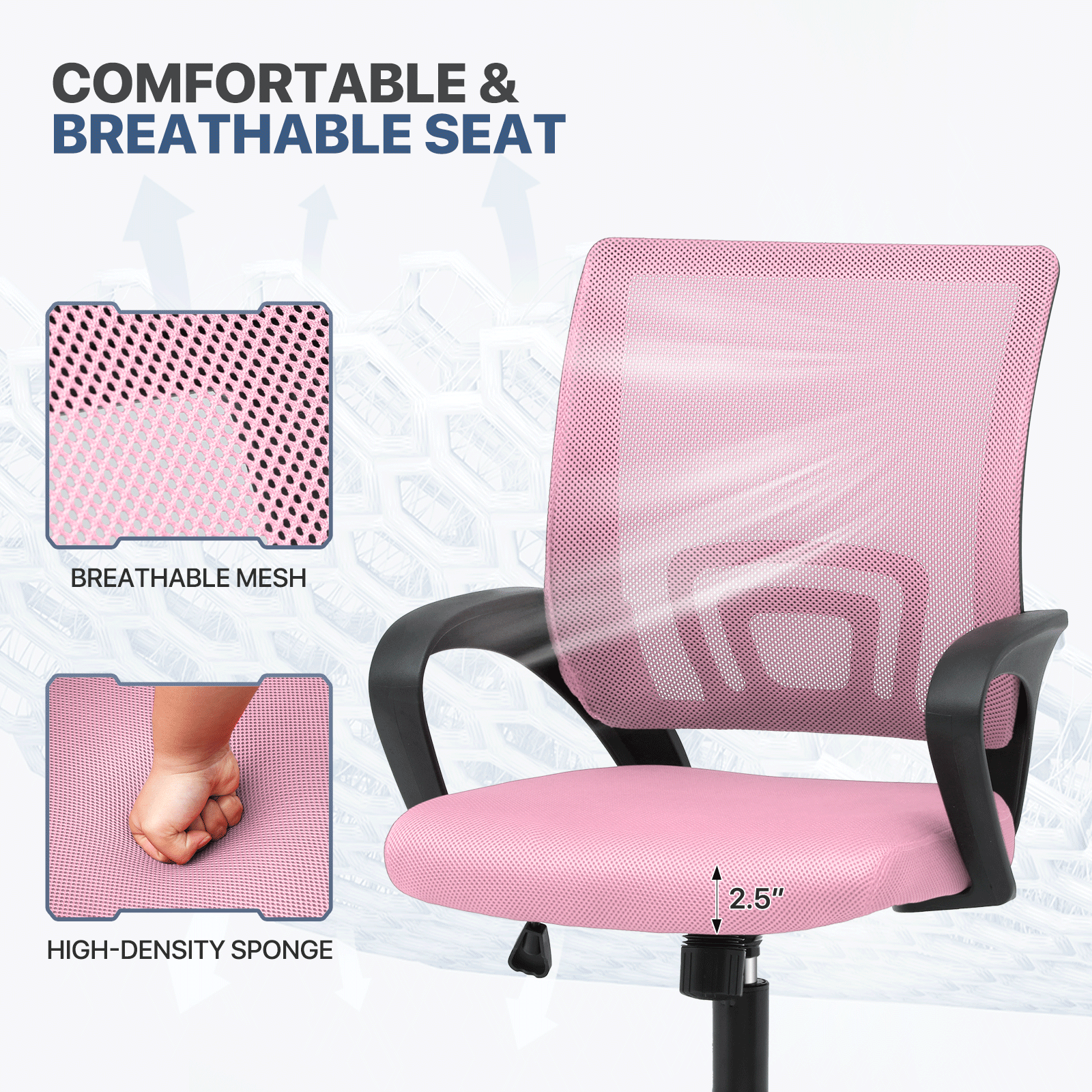 Rolling Office Chair with Armrests and Padded Seat for Home Office detail image - detail view 49