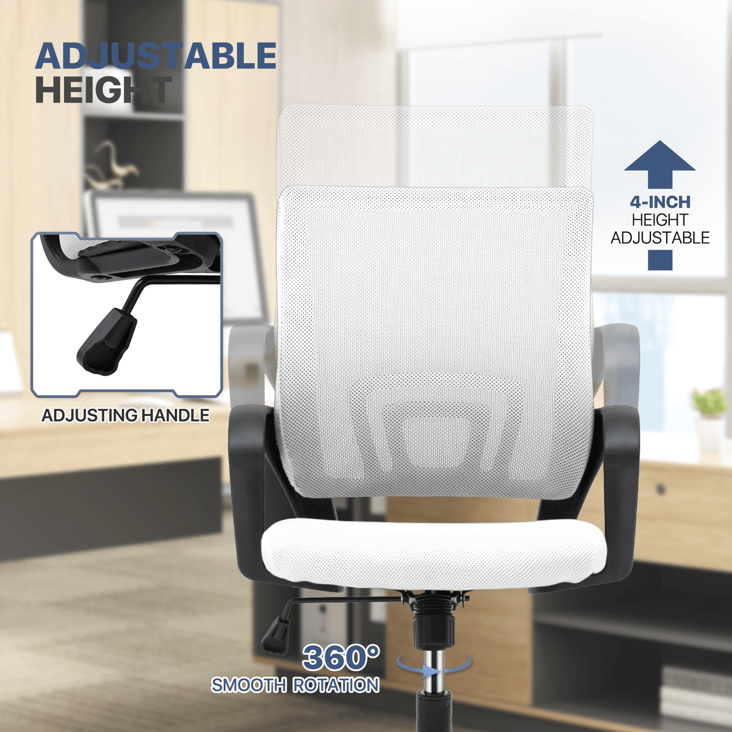 Rolling Office Chair with Armrests and Padded Seat for Home Office detail image - detail view 6
