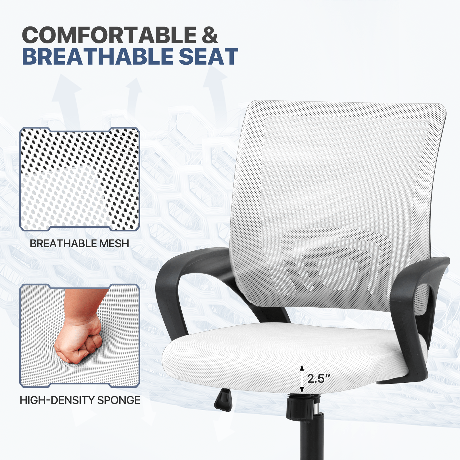 Rolling Office Chair with Armrests and Padded Seat for Home Office detail image - detail view 7