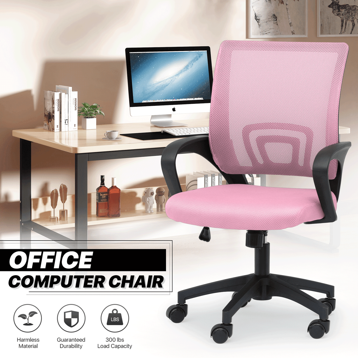 Office Chair shown in the Pink option