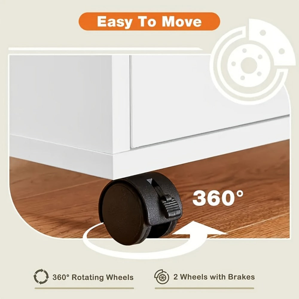 Rolling Wood Dresser with Rolling Wheels for Organized Everyday Storage in Bedroom detail image - detail view 5
