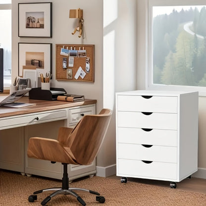 Rolling Wood Dresser with Rolling Wheels for Organized Everyday Storage in Bedroom detail image - detail view 6