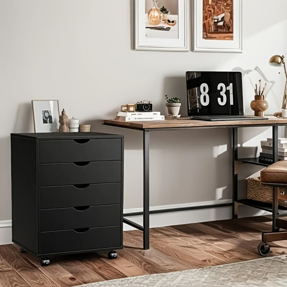 Rolling Wood Dresser with Rolling Wheels for Organized Everyday Storage in Bedroom detail image - detail view 7