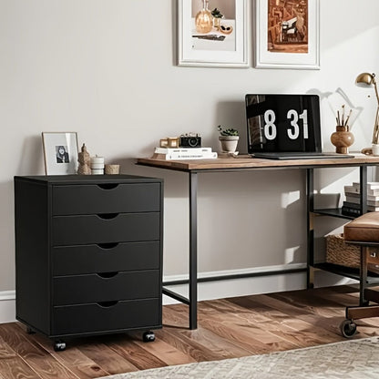 Rolling Wood Dresser with Rolling Wheels for Organized Everyday Storage in Bedroom detail image - detail view 7