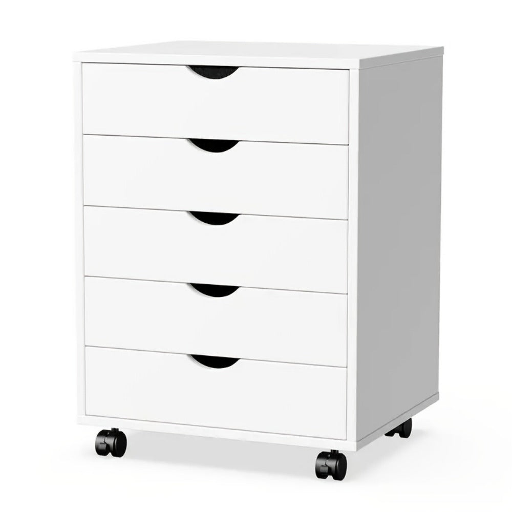 Dresser, Rolling on Wheels with 5 Drawers, Compact Wooden Storage Cabinet for Bedroom shown in the main product view