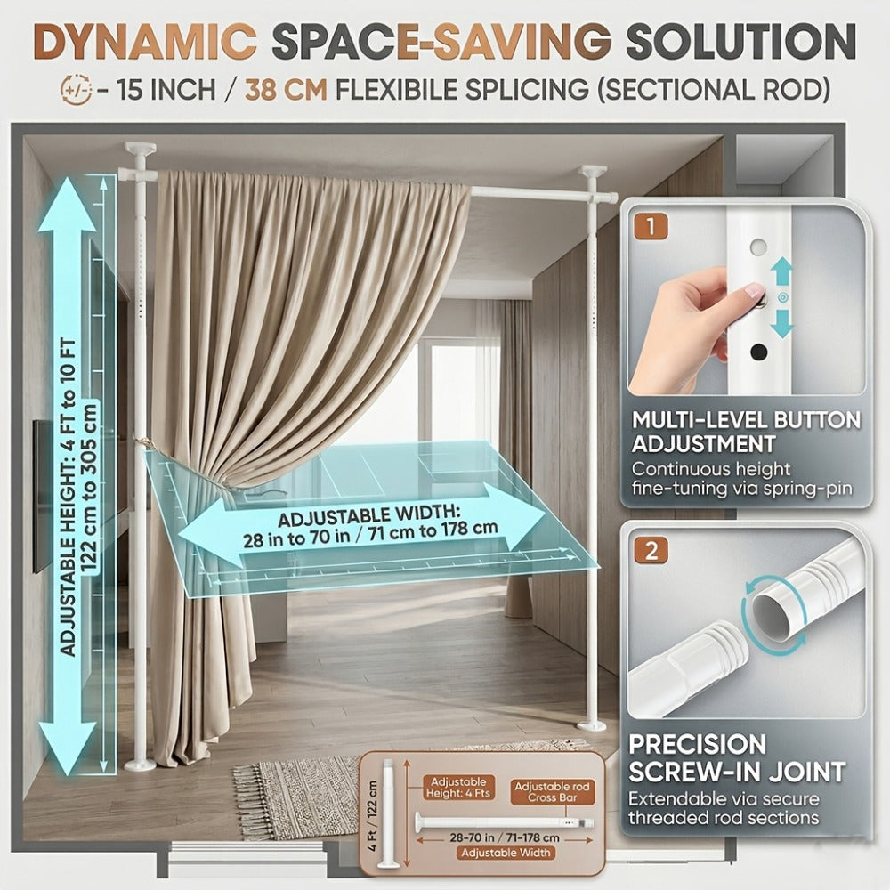 Room Divider Rod with Tool-Free Assembly and Added Privacy for Living Room detail image - detail view 4