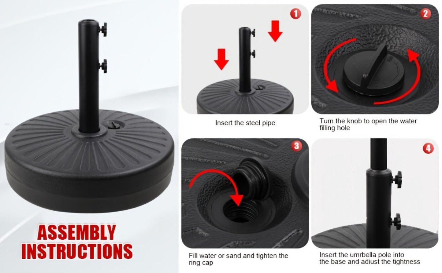 Round Heavy-Duty Umbrella Base with Weather-Resistant Finish detail image - detail view 17