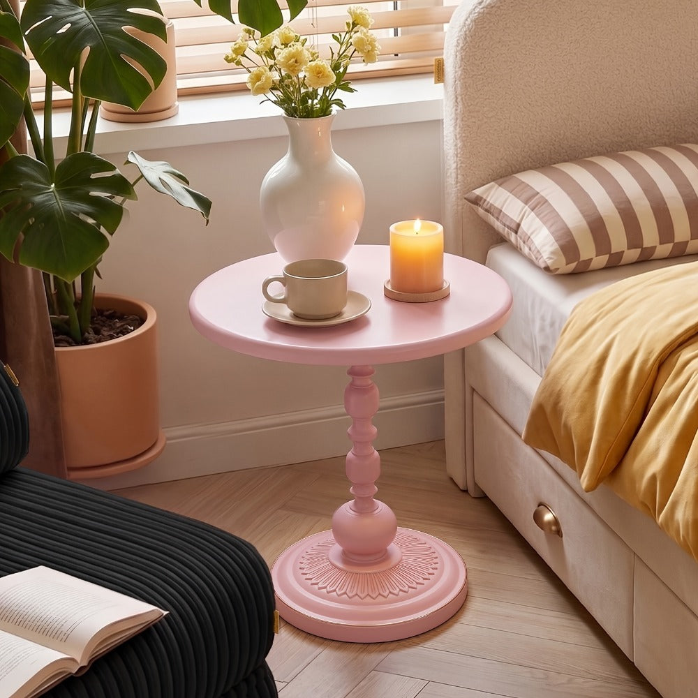 Round Metal Outdoor Side Table, Patio End Table for Outdoor Serving and Relaxation detail image - detail view 11