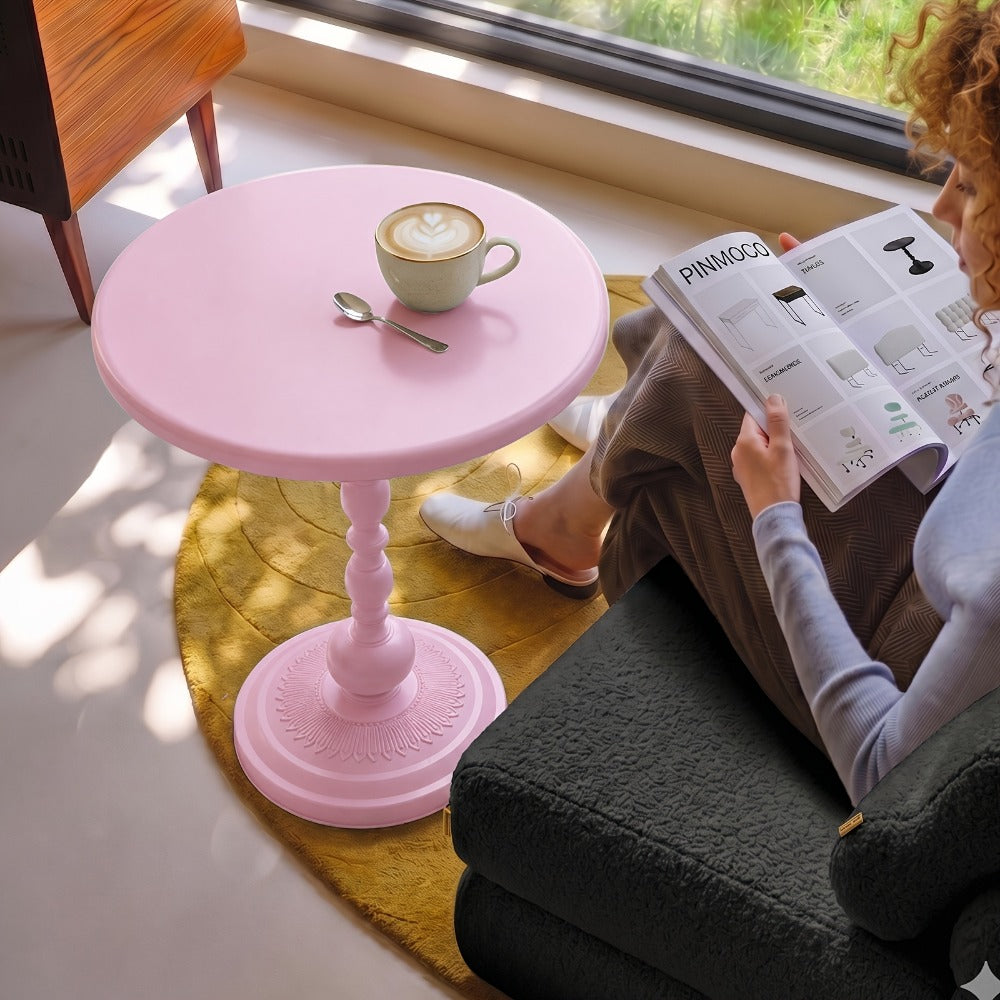 Round Metal Outdoor Side Table, Patio End Table for Outdoor Serving and Relaxation detail image - detail view 12