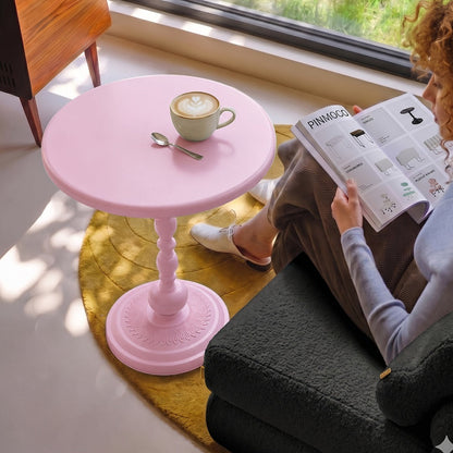 Round Metal Outdoor Side Table, Patio End Table for Outdoor Serving and Relaxation detail image - detail view 12