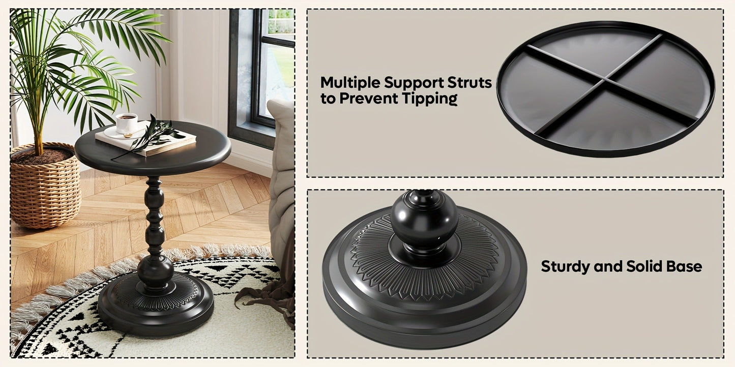 Round Metal Outdoor Side Table, Patio End Table for Outdoor Serving and Relaxation detail image - detail view 14