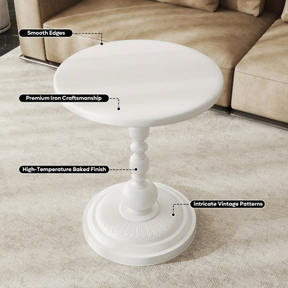 Round Metal Outdoor Side Table, Patio End Table for Outdoor Serving and Relaxation detail image - detail view 7