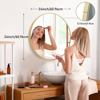 Round Metal Wall Mirror, Decorative Wall Mirror for Dressing and Daily Routines detail image - detail view 10