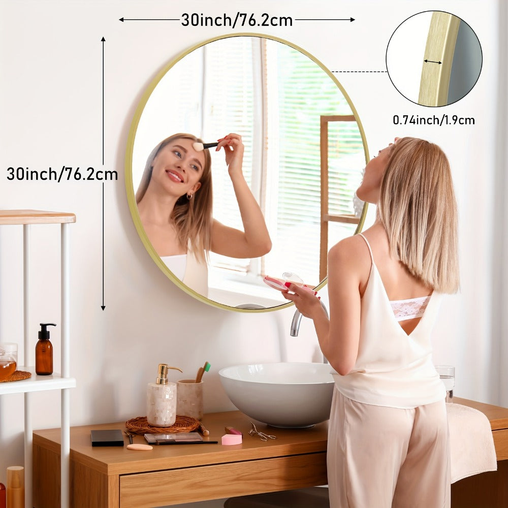 Round Metal Wall Mirror, Decorative Wall Mirror for Dressing and Daily Routines detail image - detail view 12
