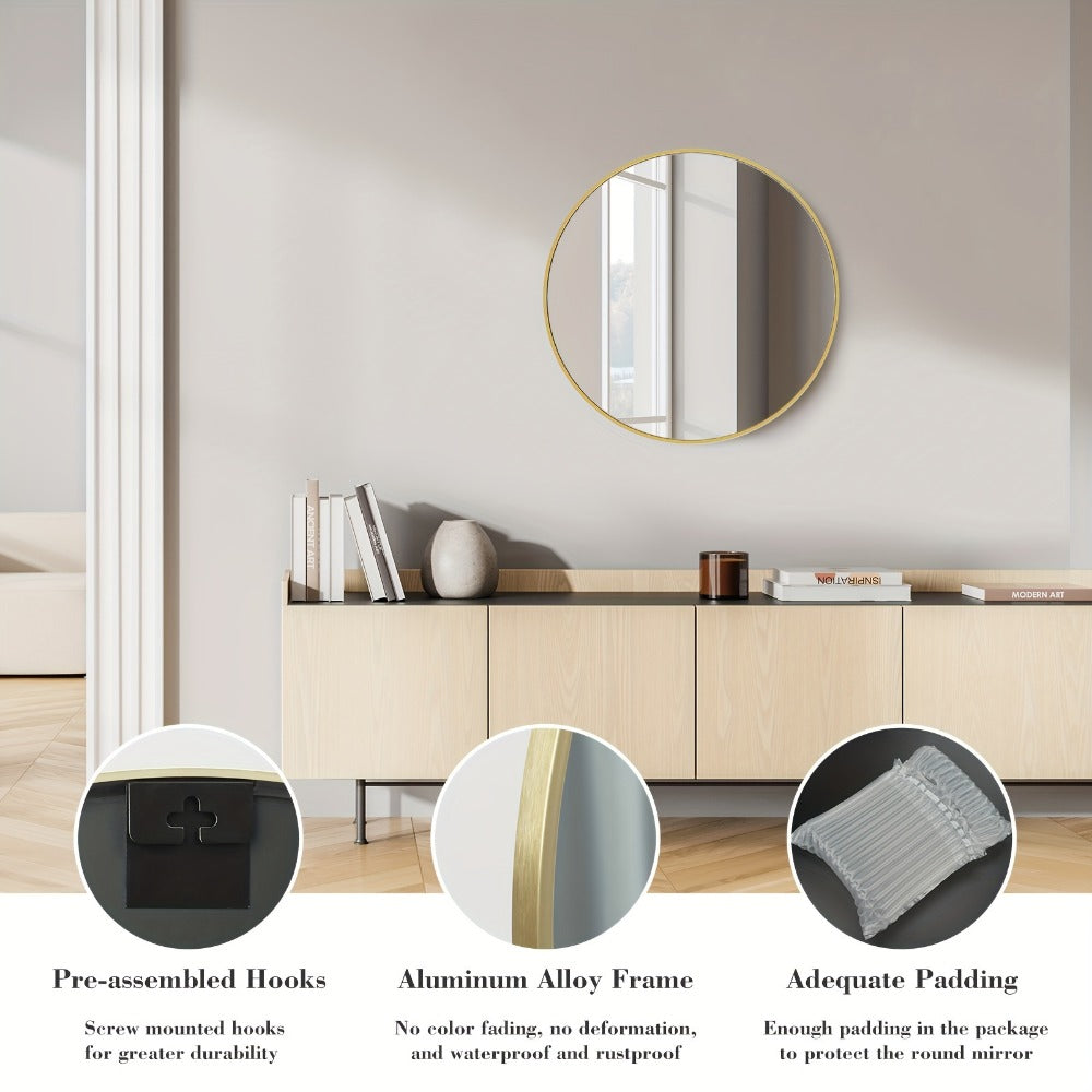 Round Metal Wall Mirror, Decorative Wall Mirror for Dressing and Daily Routines detail image - detail view 16