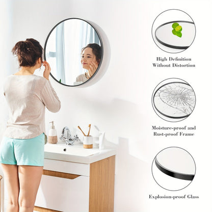 Round Metal Wall Mirror, Decorative Wall Mirror for Dressing and Daily Routines detail image - detail view 17
