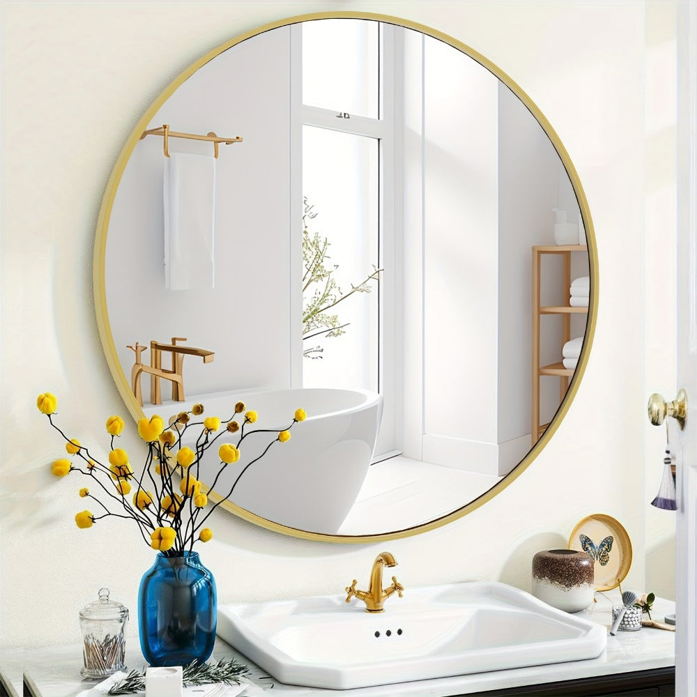 Round Metal Wall Mirror, Decorative Wall Mirror for Dressing and Daily Routines detail image