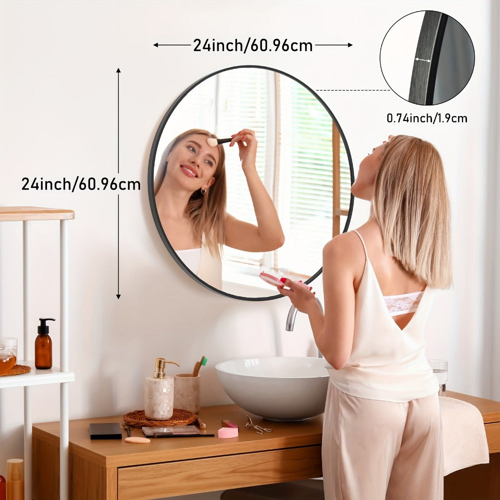 Round Metal Wall Mirror, Decorative Wall Mirror for Dressing and Daily Routines detail image - detail view 5