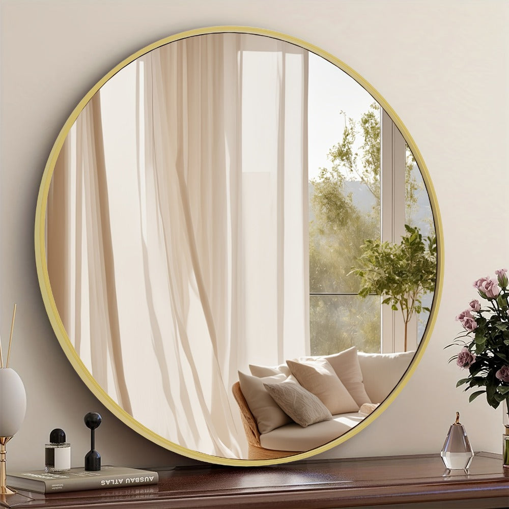Round Metal Wall Mirror, Decorative Wall Mirror for Dressing and Daily Routines detail image - detail view 6