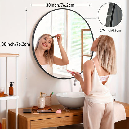Round Metal Wall Mirror, Decorative Wall Mirror for Dressing and Daily Routines detail image - detail view 7