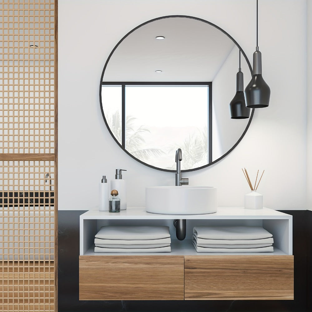 Round Metal Wall Mirror, Decorative Wall Mirror for Dressing and Daily Routines detail image - detail view 8