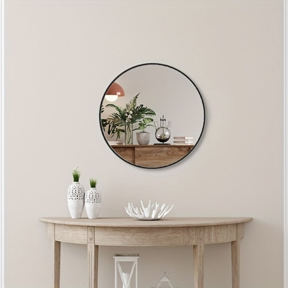 Round Metal Wall Mirror, Entryway Accent Mirror for Dressing and Daily Routines detail image - detail view 11