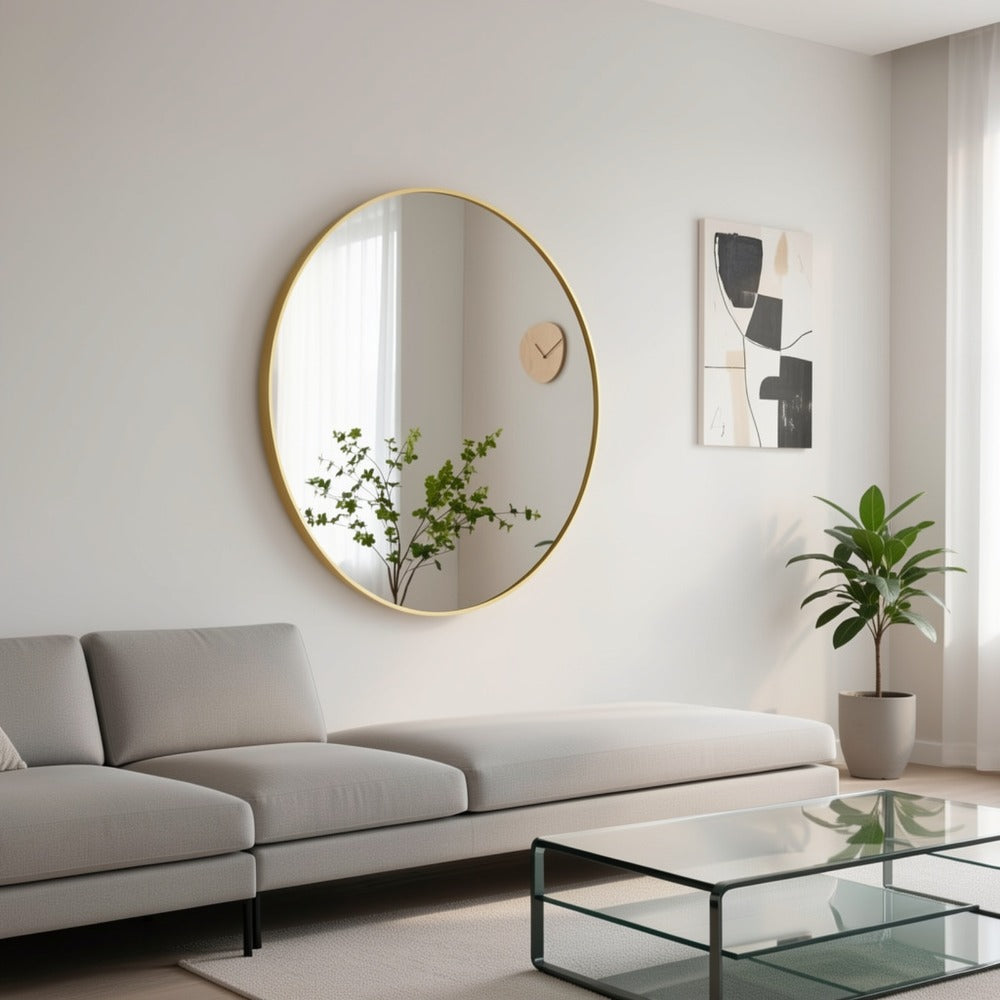 Round Metal Wall Mirror, Entryway Accent Mirror for Dressing and Daily Routines detail image - detail view 8