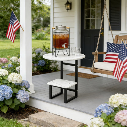 Round Outdoor Side Table with Weather-Resistant Finish and Multiple Color Options detail image - detail view 11